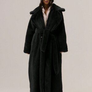 Black Elegant Women's Oversized Fuzzy Faux Fur Maxi Coat